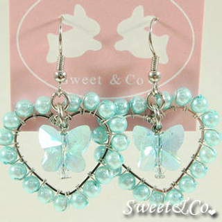 Sweet & Co. Sweet Lover Blue Heart Butterfly Earrings