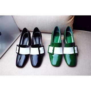 JY Shoes Buckled Block Heel Loafers