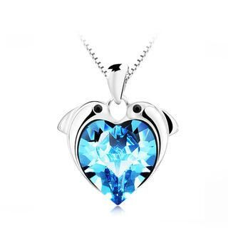 BELEC 925 Sterling Silver Pisces pendant with blue cubic zircon and necklace