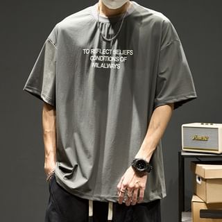 Short-Sleeve Round Neck Lettering T-Shirt