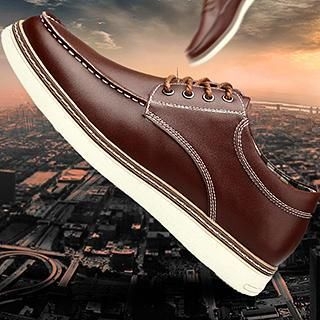 Preppy Boys Genuine-Leather Stitched Oxford Shoes