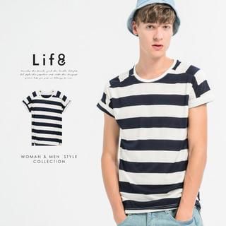 Life 8 Cuff Sleeved Striped Top