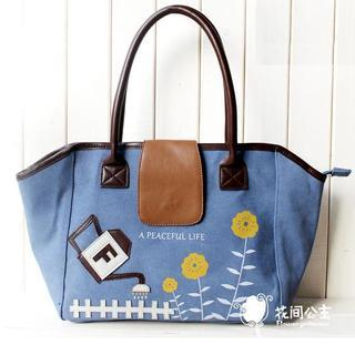 Flower Princess Printed Shoulder Bag Blue - One Size