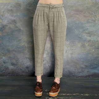 ELF SACK Wool Blend Check Tapered Pants