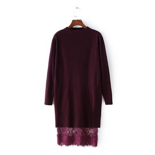 Chicsense Lace-Panel Knit Dress