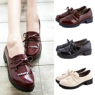 Shamrock Shoes Fray Bow Loafers