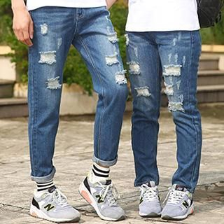 Lovebirds Distressed Couple Jeans