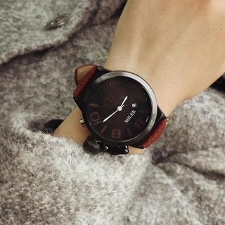 K-Style Faux-Leather Strap Watch