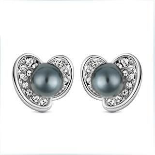 Mbox Jewelry Austrian Crystal Mabe Pearl Ear Studs