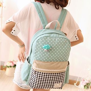 Canvas Love Dotted Gingham Panel Backpack