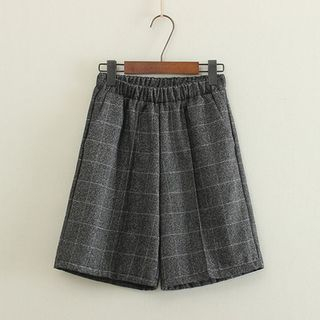 Mushi Elastic-Waist Check Shorts