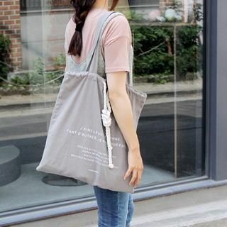 BABOSARANG Drawstring Canvas Shopper Bag Gray - One Size