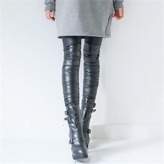 GLAM12 Drawstring-Waist Faux-Leather Pants