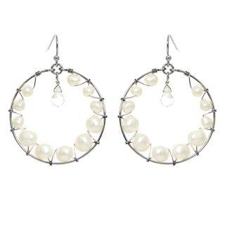 Keleo Silver clear quartz, pearl earrings