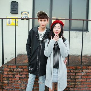 Evolu Couple Matching Lettering Long Jacket