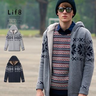 Life 8 Hooded Patterned Knit Jacket