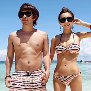 Little Dolphin Couple Set: Women Bikini + Cover Up Dress / Men Swim Shorts