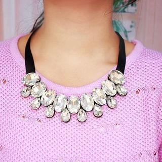 Ticoo Faceted Rhinestone Statement Necklace