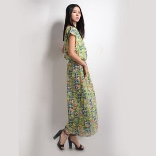 Halona Short-Sleeve Paneled Printed Dress