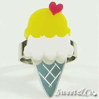 Sweet & Co. Mini Lemon Ice-Cream Silver Ring