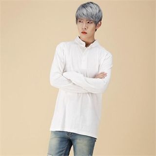 THE COVER Long-Sleeve Collar-Trim T-Shirt