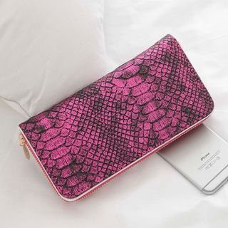 LineShow Faux-Leather Snake-Grain Wallet