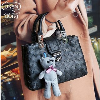 Youshine Woven Tote with Bear Charm