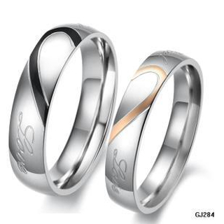 Tenri Couple Heart Titanium Steel Ring