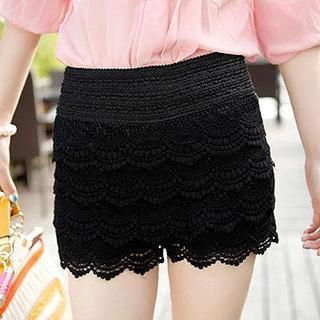 Sunset Hours Tiered Lace Shorts