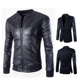 Hansel Faux Leather Jacket / Faux Leather Panel Blazer