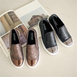 Styleberry Faux-Leather Two-Tone Slip-Ons
