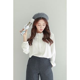 PPGIRL Bow-Front Frilled-Collar Top