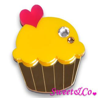 Sweet & Co. Swarovski Crystal Gold Yellow Cupcake Pin Gold - One Size