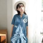 Short-Sleeve Denim Slit Dress от YesStyle.com INT Short-Sleeve Denim Slit Dress от YesStyle.com INT