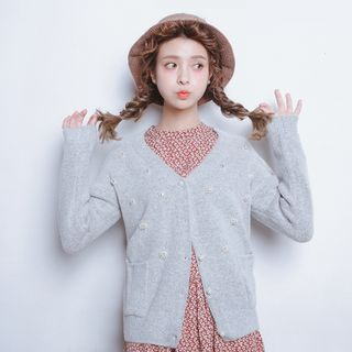 Porta V-Neck Pearl-Button Cardigan