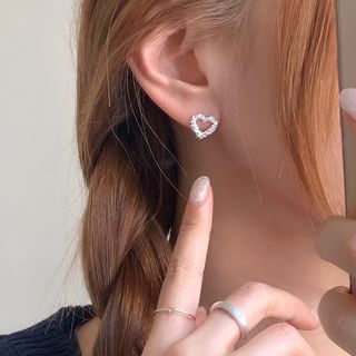 Sterling Silver Mini Heart Earrings Silver - One Size