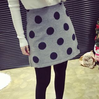 YUKISHU Dotted Woolen Skirt