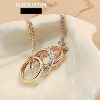 Love Generation Rhinestone Ring Necklace Gold - One Size