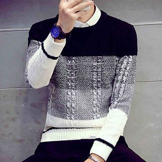 Prep Soul Color Block Cable Knit Sweater