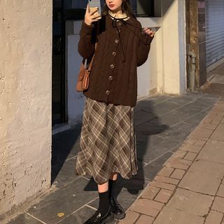 Long-sleeve | Cardigan | Blouse | Cable | Plaid | Skirt
