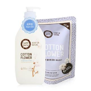 HAPPY BATH Cotton Flower Set: Body Wash 500ml + Refill 250ml 2pcs