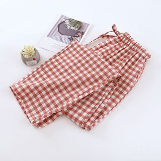 Mid Rise Gingham Pajama Pants