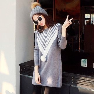 YOZI Pom Pom Long Sweater