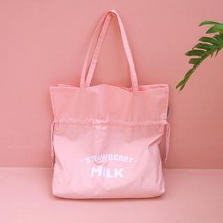 LIFE STORY Lettering Drawstring Shopper Bag  Pink - One Size