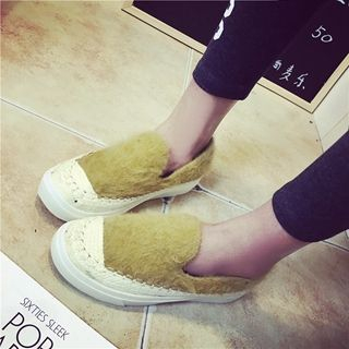 Hipsole Furry Panel Loafers