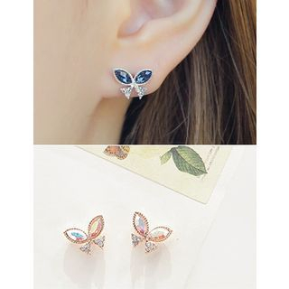 soo n soo Rhinestone Butterfly Earrings