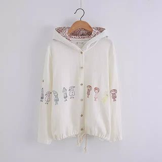 Aigan Hooded Embroidered Drawstring Jacket