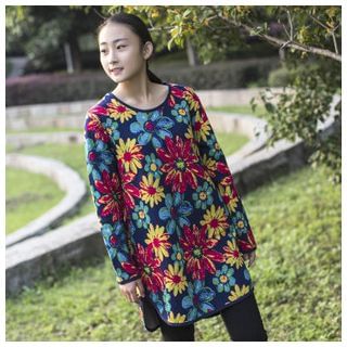YR Fashion Long-Sleeve Flower Pullover