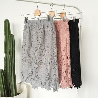 Dasim Lace Panel Midi Skirt