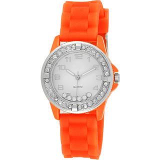 Collezio Rhinestone-Detail Jelly Strap Watch Orange - One Size